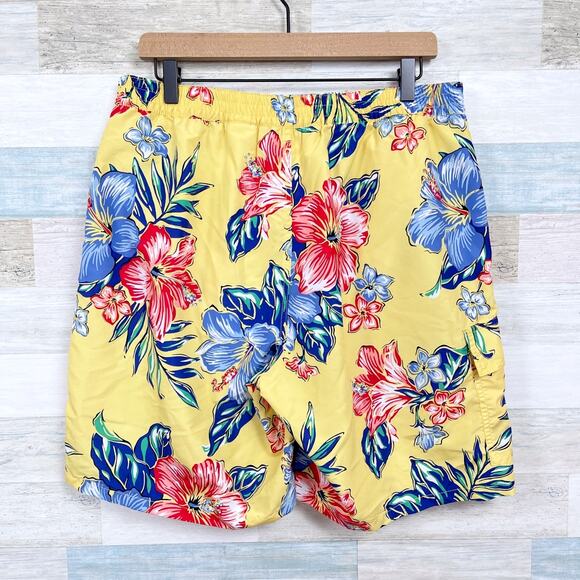 POLO Ralph Lauren Tropical Floral Swim Trunks Yellow 7.5 Inch Inseam Mens Large - Picture 3 of 4